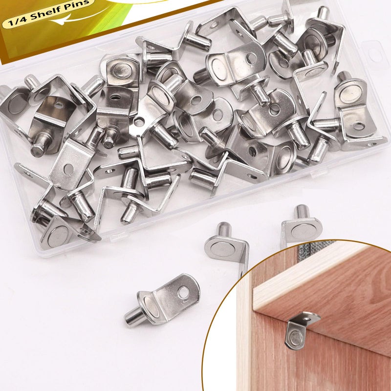 Taiss 1/4 Shelf Pins,Shelf pegs,L-Shaped Bracket Nickel Plated Shelf Support Pegs 30PCS ,Kitchen Furniture Cabinet Shelf pegs - Image 4